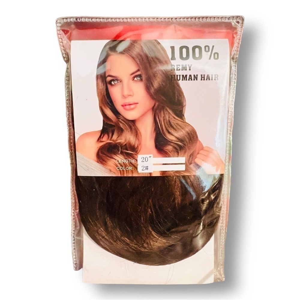 Remy 100% Human Hair 20” Extensions Color # 2 Dark Brown NIP